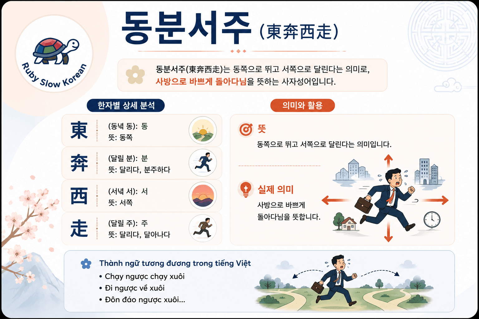 Chạy Đông chạy Tây: bí mật câu nói 동분서주 của người Hàn khi tất bật ngược xuôi