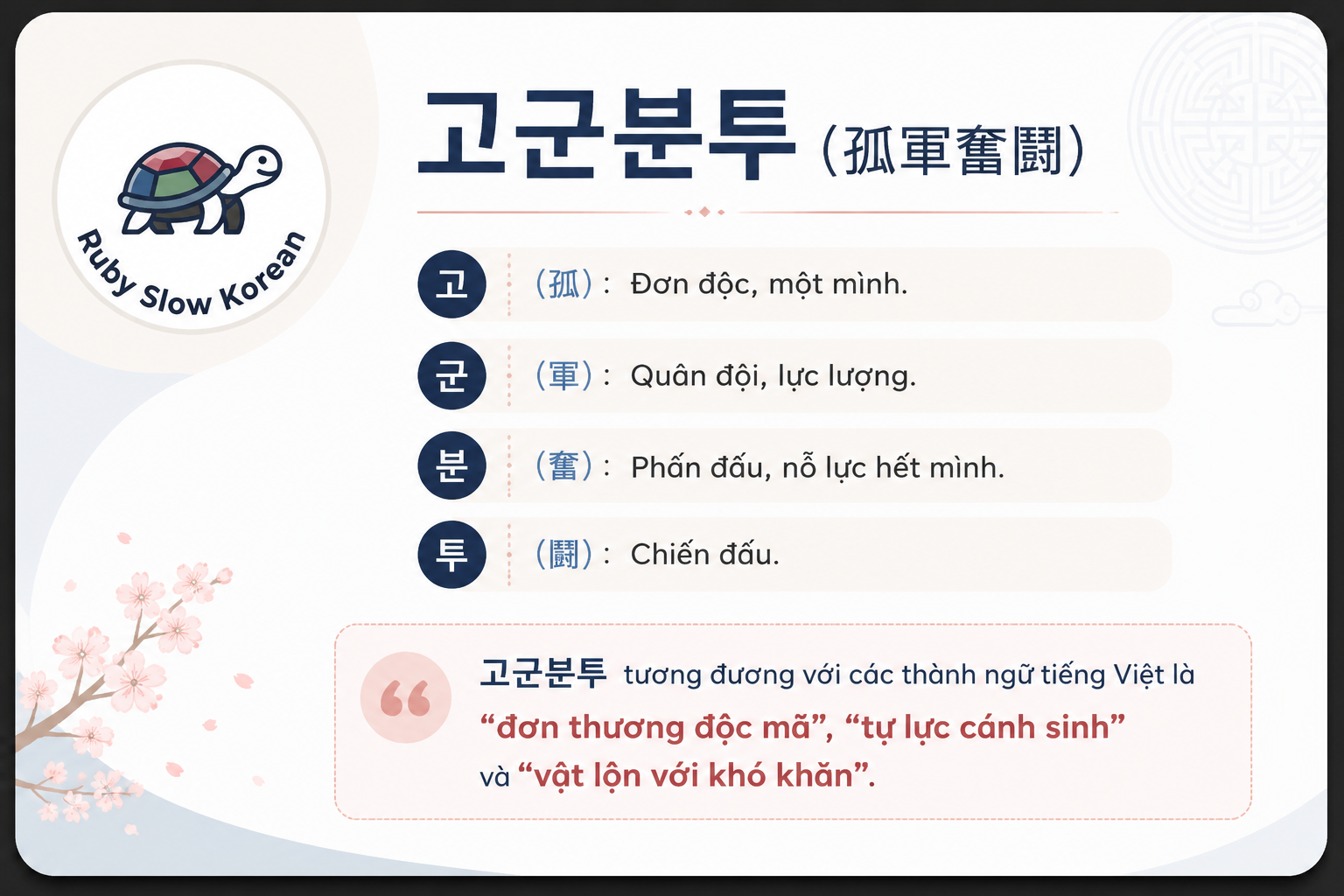 Khi bạn phải đơn thương độc mã giữa cuộc đời: Sự thật về chữ 고군분투