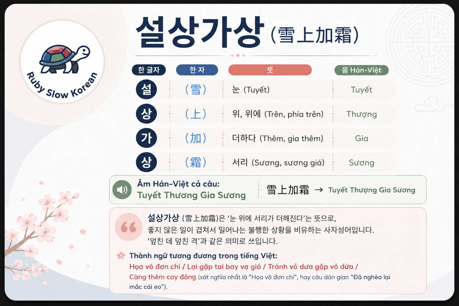 Tuyết chồng sương giá: bí mật đằng sau câu nói 설상가상 mà người Hàn hay dùng khi họa vô đơn chí